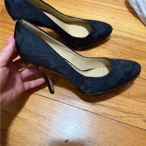 Coach Black Signature Fabric High Heel Pumps